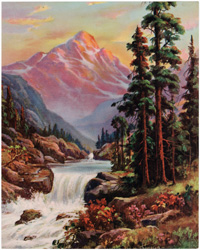 thompson print mountains river waterfall